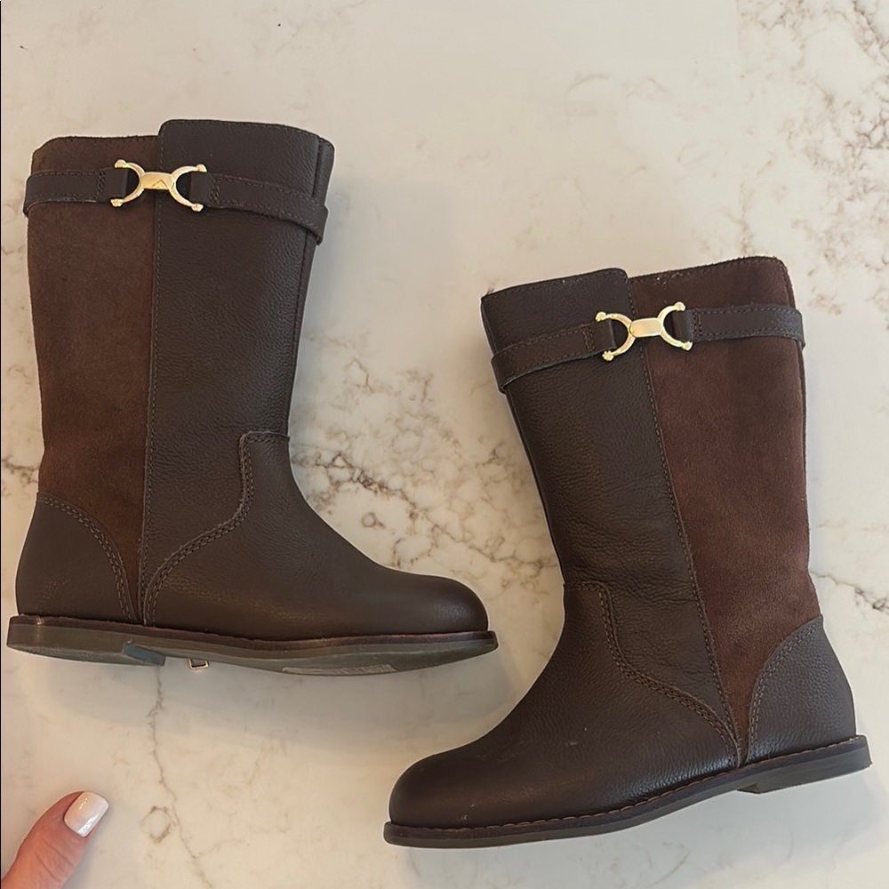 Janie and Jack Brown Kids Boots with Gold Accents